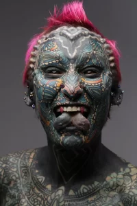 World’s Most Tattooed Woman Unrecognizable After Covering 99.98% of Her Body in Ink