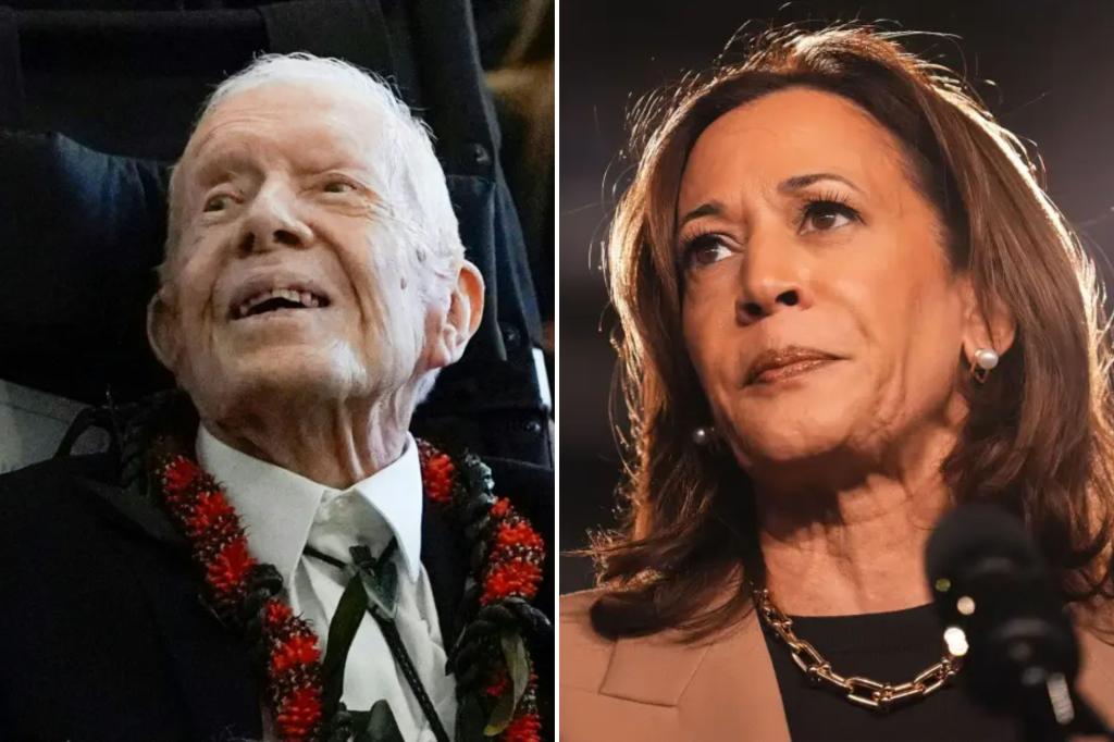 Former U.S. President Jimmy Carter, aged 100, casts his early vote in support of Kamala Harris.