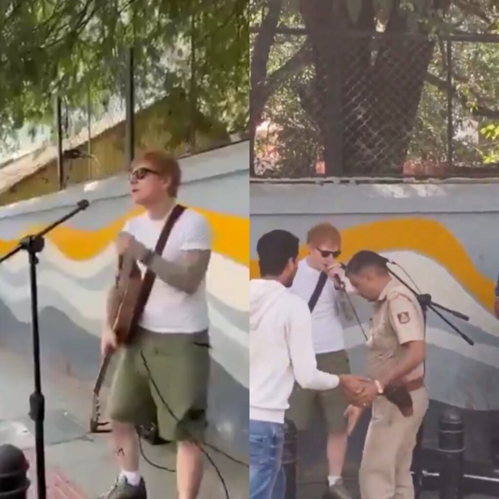 Indian police officer stops Ed Sheeran from performing in India (video)