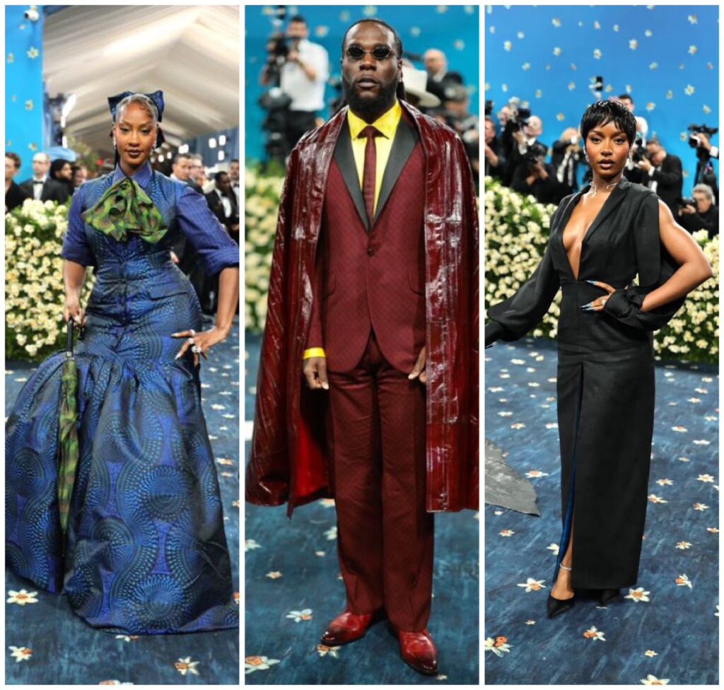 Photos of Nigerian stars Chimamanda Adichie, Ayra Starr, Tems, Burna Boy at the 2025 MET Gala