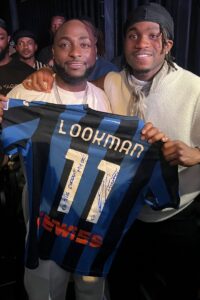 Nigerian footballer Ademola Lookman gifts Davido signed jersey in viral bro moment