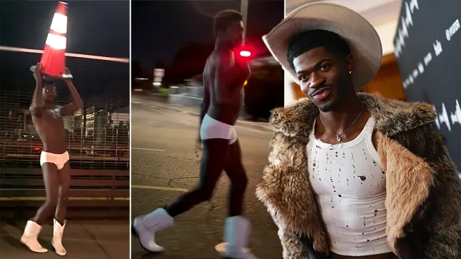 Video of Lil Nas X walking through the streets of LA around 4 AM wearing only underwear before his arrest for possible overdose (Videos)