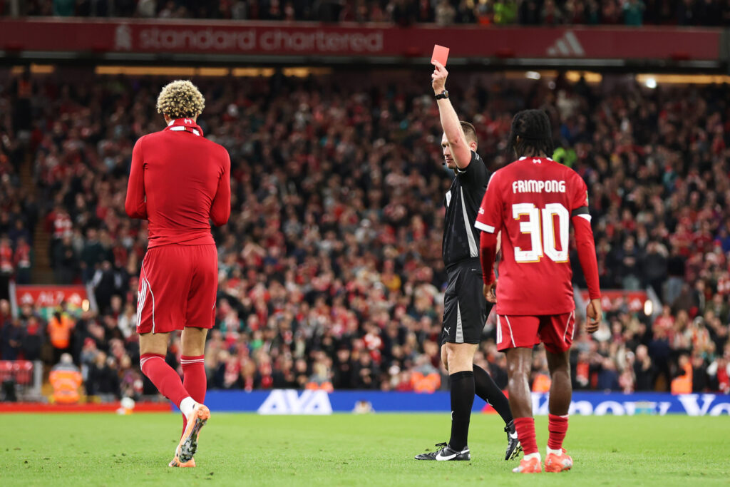 Hugo Ekitike receives red card after his goal against Southampton