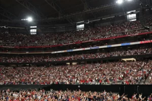Massive crowd as 200,000 turn up for Charlie Kirk’s memorial in Arizona
