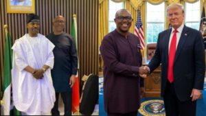 Both pictures are f@ke and doctored - Peter Obi reacts to photos of him ‘meeting’ Trump and MC Oluomo