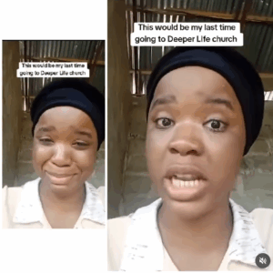 This would be my last time going to Deeper Life Church” – Lady breaks down after being embarrassed in church