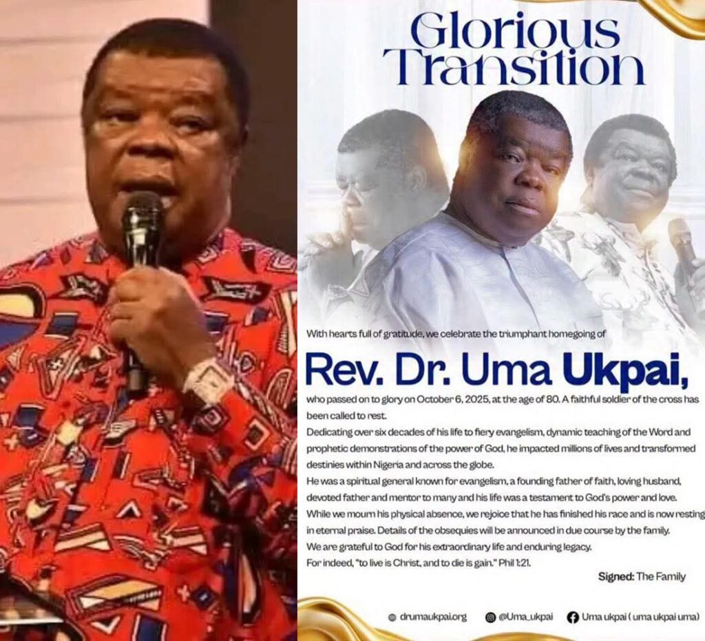 Rev. Dr. Uma Ukpai passes on at 80