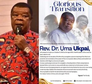 Rev. Dr. Uma Ukpai passes on at 80