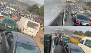 #FreeNnamdiKanu protest: Massive gridlock as security operatives mount roadblocks on Abuja roads (videos)