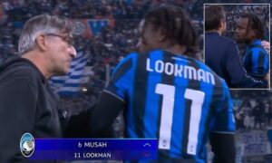 Atalanta star, Ademola Lookman grabbed by his manager Ivan Juric following substitution in furious row (video)