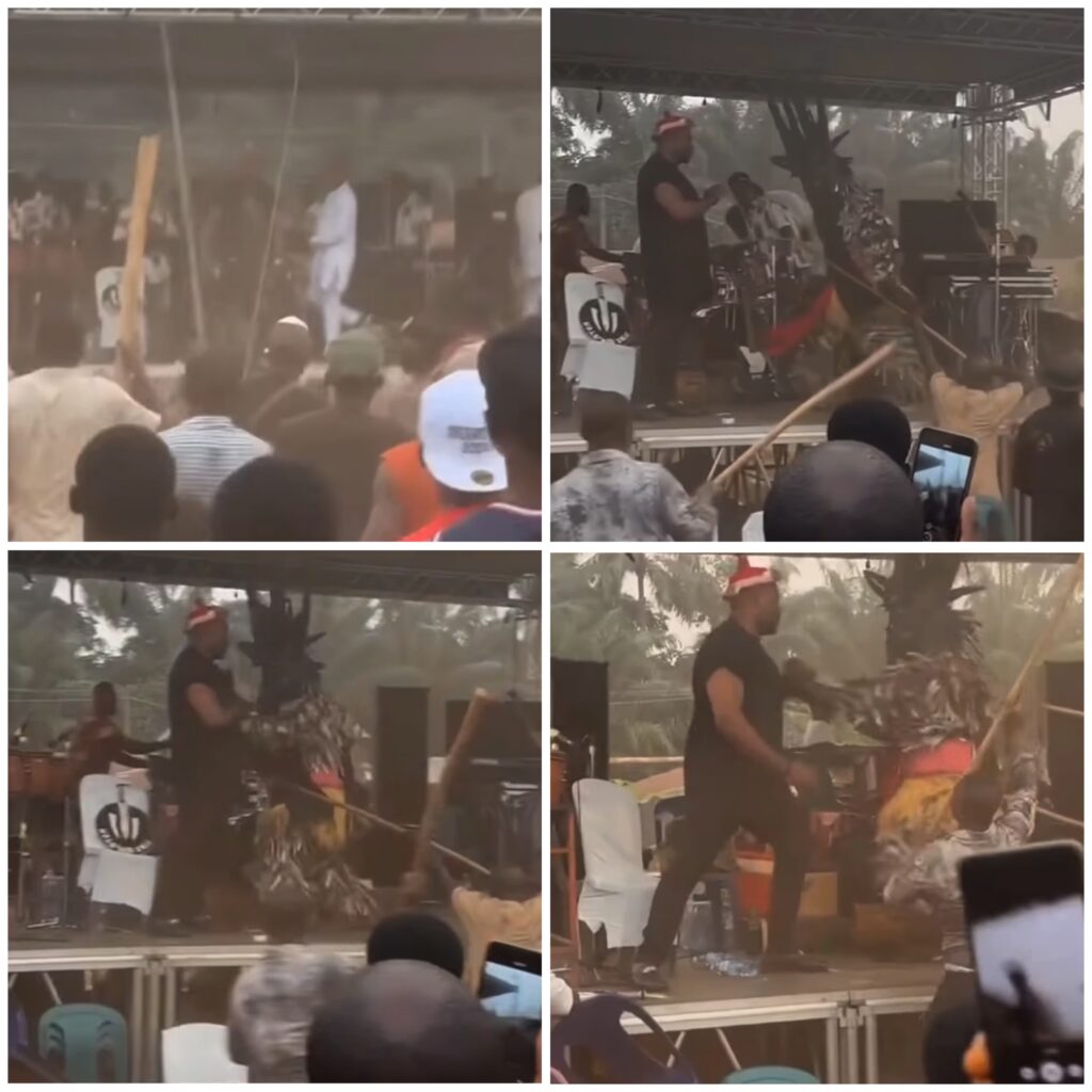 Anambra masquerade attacks performer on stage at an event