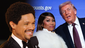 Comedian Trevor Noah takes a dig at rapper Nicki Minaj and Donald Trump at Grammy Awards and she responds