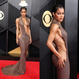 Teyana Taylor bares abs in Custom Tom Ford Dress at Grammys 2026 (photos/video)