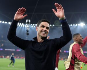 Mikel Arteta reacts as he reaches UCL final with Arsenal