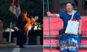 Terrifying moment Tibetan freedom protester sets himself on fire outside UN building in NYC (Video)
